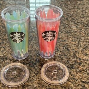 Starbucks Colorful Tumbler Set Lidded 24 Ounce Each